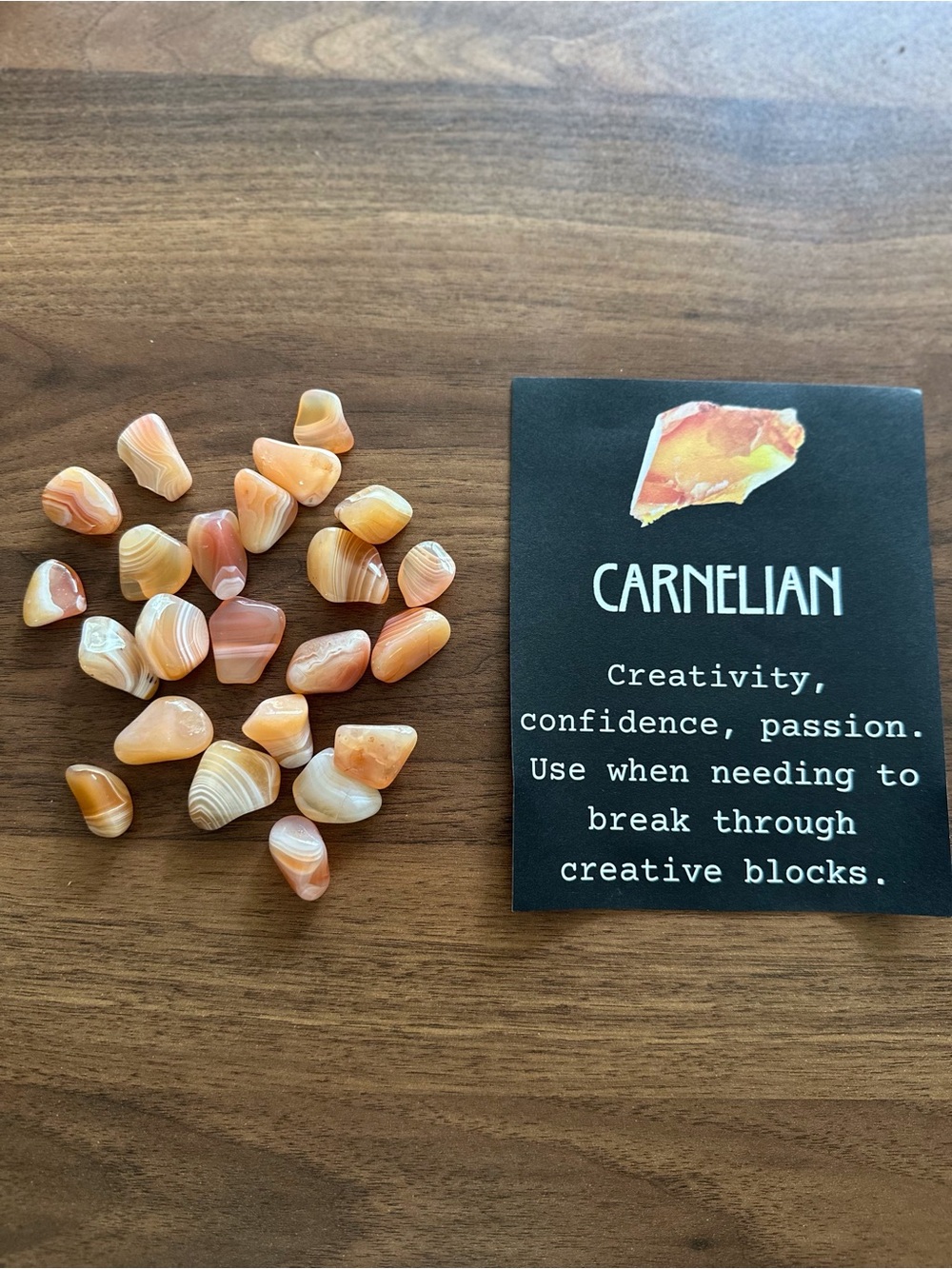 23 pcs Carnelian Tumbled Stones - Orange and Cream Healing Set